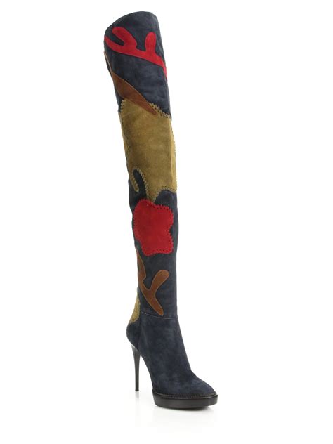 burberry patchwork suede over-the-knee boots|Burberry Over the Knee for Women .